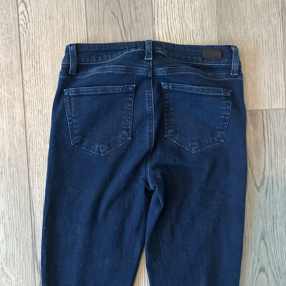 PAIGE Verdugo Ankle Skinny Jeans Women’s 26 Dark Wash Raw Hem Stretch Denim - Picture 9 of 11